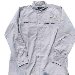 Habit Men's Light Gray Long‎ Sleeve Vented Shirt M UPF 40+ Casual